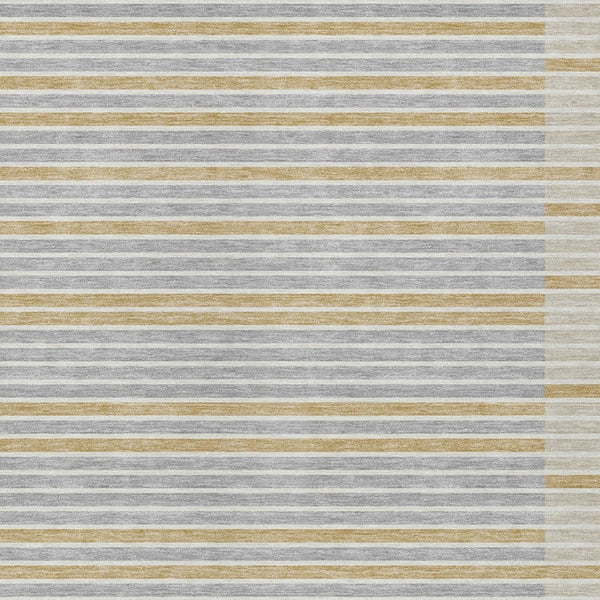HomeRoots 5' Stylish Gray and Silver Striped Washable Area Rug for High-Traffic Indoor and Outdoor Spaces 5' X 8' 610469