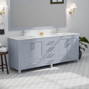 English Elm Dark Grey Double Bath Vanity - 80" W Stylish Storage Solution With Soft-Close Features & Durability B2731P258939