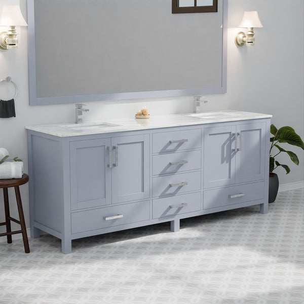 English Elm Dark Grey Double Bath Vanity - 80" W Stylish Storage Solution With Soft-Close Features & Durability B2731P258939