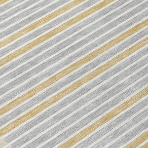 HomeRoots 5' Stylish Gray and Silver Striped Washable Area Rug for High-Traffic Indoor and Outdoor Spaces 8' Round 610470