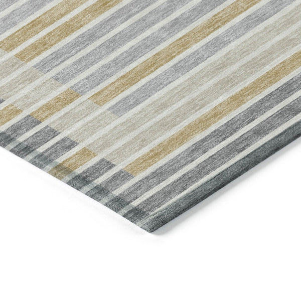 HomeRoots 5' Stylish Gray and Silver Striped Washable Area Rug for High-Traffic Indoor and Outdoor Spaces 8' X 10' 610471