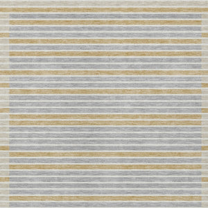 HomeRoots 5' Stylish Gray and Silver Striped Washable Area Rug for High-Traffic Indoor and Outdoor Spaces 8' X 10' 610471