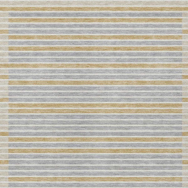 HomeRoots 5' Stylish Gray and Silver Striped Washable Area Rug for High-Traffic Indoor and Outdoor Spaces 8' X 10' 610471
