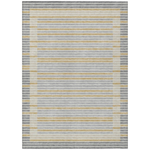 HomeRoots 5' Stylish Gray and Silver Striped Washable Area Rug for High-Traffic Indoor and Outdoor Spaces 10' X 14' 610473
