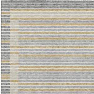 HomeRoots 5' Stylish Gray and Silver Striped Washable Area Rug for High-Traffic Indoor and Outdoor Spaces 10' X 14' 610473
