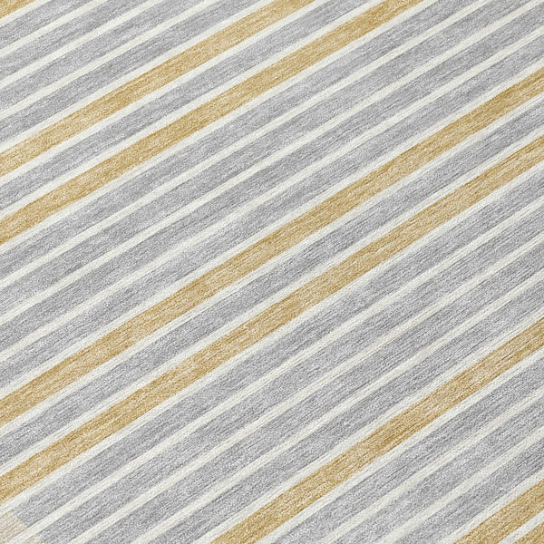 HomeRoots 5' Stylish Gray and Silver Striped Washable Area Rug for High-Traffic Indoor and Outdoor Spaces 10' X 14' 610473
