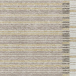 HomeRoots 5' Stylish Ivory and Beige Striped Washable Area Rug for Indoor and Outdoor Spaces, Durable Design 5' X 8' 610475