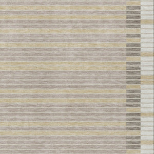 HomeRoots 5' Stylish Ivory and Beige Striped Washable Area Rug for Indoor and Outdoor Spaces, Durable Design 9' X 12' 610478