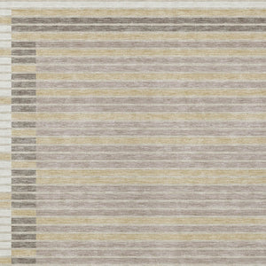 HomeRoots 5' Stylish Ivory and Beige Striped Washable Area Rug for Indoor and Outdoor Spaces, Durable Design 10' X 14' 610479