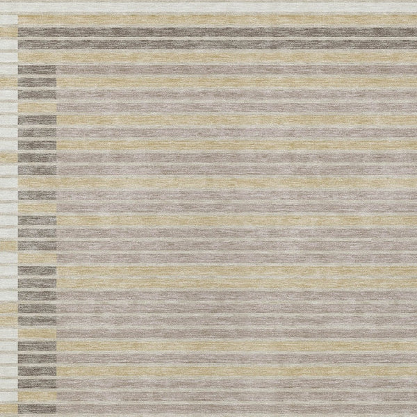 HomeRoots 5' Stylish Ivory and Beige Striped Washable Area Rug for Indoor and Outdoor Spaces, Durable Design 10' X 14' 610479