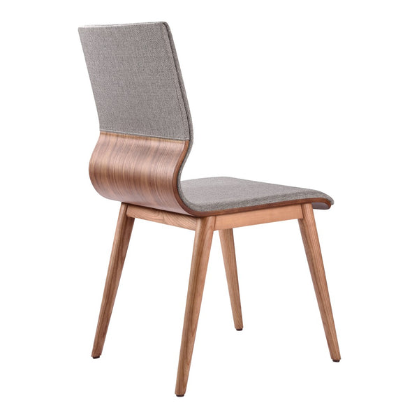 English Elm Robin Mid-century Upholstered Dining Chairs with Tapered Walnut Legs Set of 2 B2736P464880