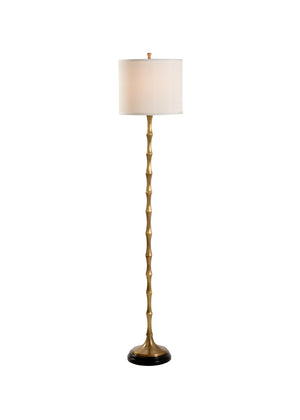 Wildwood Brantley Antique Brass Floor Lamp With Bamboo Texture — Slim 66" Ambient Accent Light For Rooms 61049
