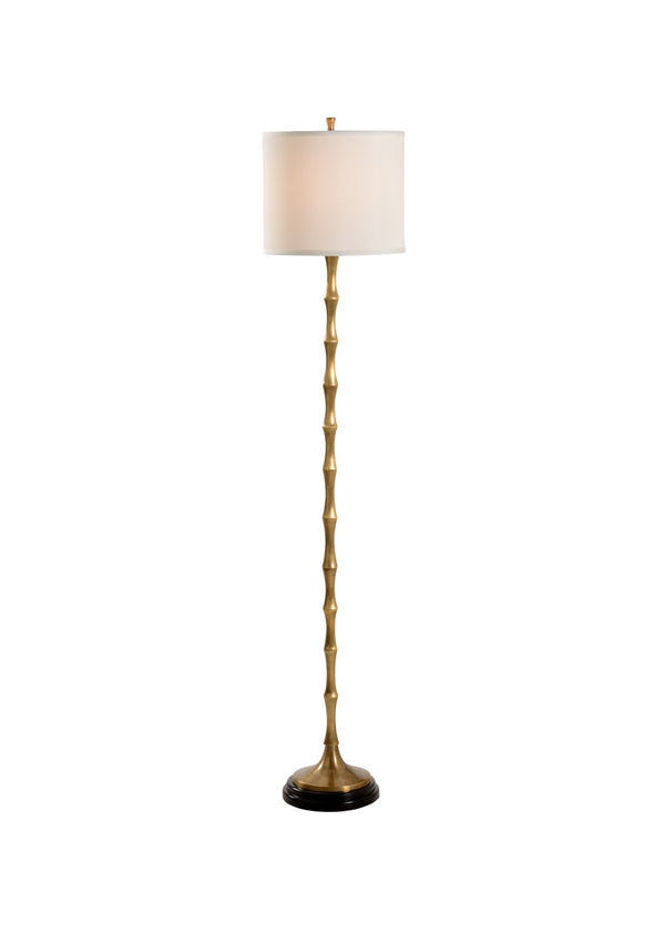 Wildwood Brantley Antique Brass Floor Lamp With Bamboo Texture — Slim 66" Ambient Accent Light For Rooms 61049