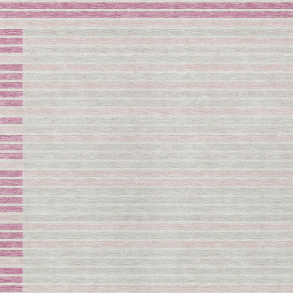 HomeRoots 5' Cheerful Pink and Ivory Striped Washable Area Rug for Indoor and Outdoor Spaces, Durable Design 5' X 8' 610493