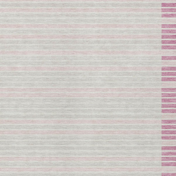 HomeRoots 5' Cheerful Pink and Ivory Striped Washable Area Rug for Indoor and Outdoor Spaces, Durable Design 8' X 10' 610495