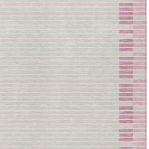 HomeRoots 5' Cheerful Pink and Ivory Striped Washable Area Rug for Indoor and Outdoor Spaces, Durable Design 10' X 14' 610497