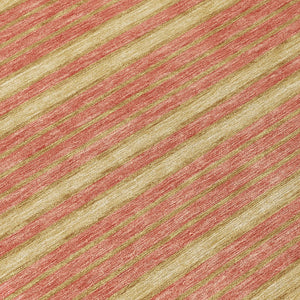 HomeRoots 5' Stylish Pewter and Gold Striped Area Rug for Indoor/Outdoor Spaces - Durable & Washable Design 8' Round 610500