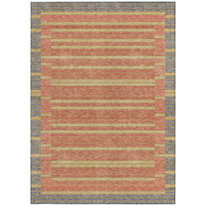 HomeRoots 5' Stylish Pewter and Gold Striped Area Rug for Indoor/Outdoor Spaces - Durable & Washable Design 8' X 10' 610501