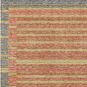 HomeRoots 5' Stylish Pewter and Gold Striped Area Rug for Indoor/Outdoor Spaces - Durable & Washable Design 10' X 14' 610503