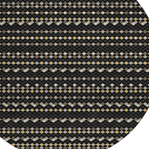 HomeRoots 5' Durable Black and Taupe Striped Washable Area Rug – Perfect for Indoor and Outdoor Spaces! 8' Round 610518