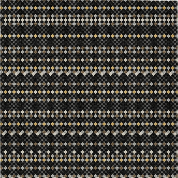 HomeRoots 5' Durable Black and Taupe Striped Washable Area Rug – Perfect for Indoor and Outdoor Spaces! 8' X 10' 610519