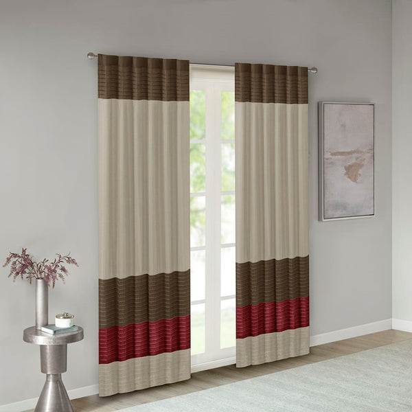 English Elm Polyoni Pintuck Curtain Panel – Modern Striped Design, Light Filtering, 50 X 84 Inches, Easy Care B03598067-GIGA