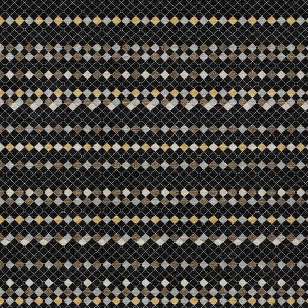 HomeRoots 5' Durable Black and Taupe Striped Washable Area Rug – Perfect for Indoor and Outdoor Spaces! 9' X 12' 610520