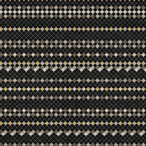 HomeRoots 5' Durable Black and Taupe Striped Washable Area Rug – Perfect for Indoor and Outdoor Spaces! 10' X 14' 610521