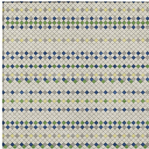 HomeRoots 5' Stylish Linen and Lime Green Striped Area Rug - Durable, Washable, Indoor/Outdoor Versatile Accent 5' X 8' 610535