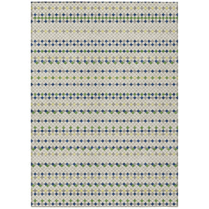 HomeRoots 5' Stylish Linen and Lime Green Striped Area Rug - Durable, Washable, Indoor/Outdoor Versatile Accent 8' X 10' 610537