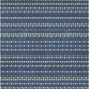 HomeRoots 5' Navy Blue and Mint Green Striped Indoor Outdoor Area Rug – Durable, Washable, Stylish Décor Solution 5' X 8' 610547