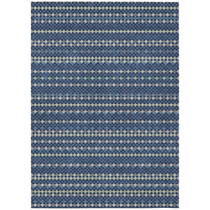 HomeRoots 5' Navy Blue and Mint Green Striped Indoor Outdoor Area Rug – Durable, Washable, Stylish Décor Solution 5' X 8' 610547