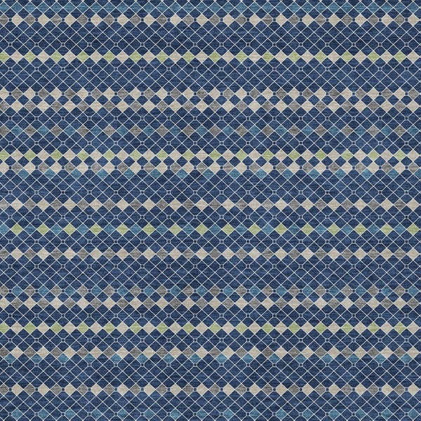 HomeRoots 5' Navy Blue and Mint Green Striped Indoor Outdoor Area Rug – Durable, Washable, Stylish Décor Solution 5' X 8' 610547