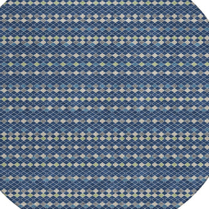 HomeRoots 5' Navy Blue and Mint Green Striped Indoor Outdoor Area Rug – Durable, Washable, Stylish Décor Solution 8' Round 610548