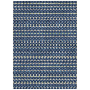 HomeRoots 5' Navy Blue and Mint Green Striped Indoor Outdoor Area Rug – Durable, Washable, Stylish Décor Solution 8' X 10' 610549