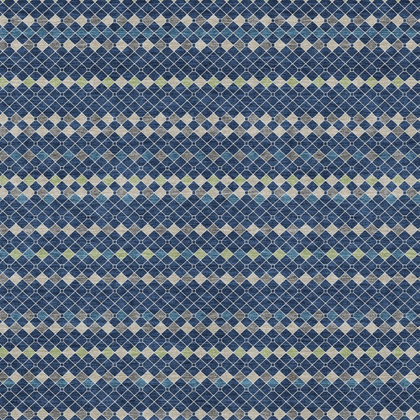 HomeRoots 5' Navy Blue and Mint Green Striped Indoor Outdoor Area Rug – Durable, Washable, Stylish Décor Solution 8' X 10' 610549
