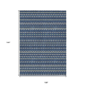 HomeRoots 5' Navy Blue and Mint Green Striped Indoor Outdoor Area Rug – Durable, Washable, Stylish Décor Solution 9' X 12' 610550