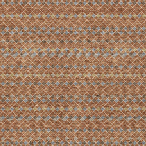 HomeRoots 5' Vibrant Orange and Taupe Striped Washable Area Rug for Indoor and Outdoor Spaces, Durable Style 5' X 8' 610559