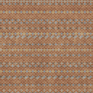 HomeRoots 5' Vibrant Orange and Taupe Striped Washable Area Rug for Indoor and Outdoor Spaces, Durable Style 10' X 14' 610563