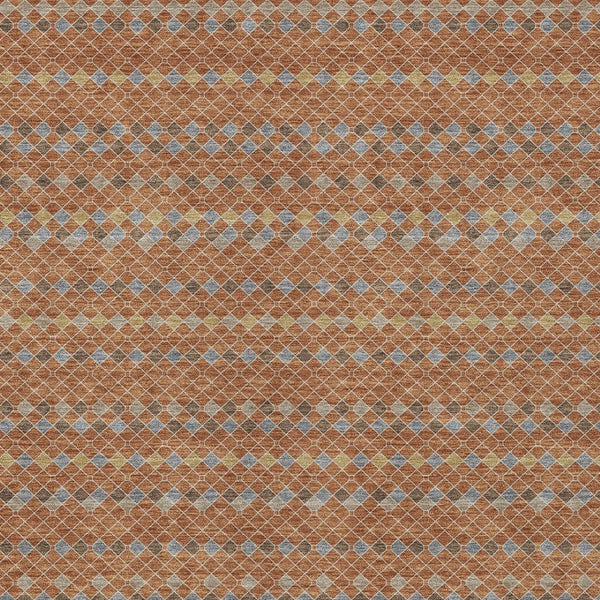 HomeRoots 5' Vibrant Orange and Taupe Striped Washable Area Rug for Indoor and Outdoor Spaces, Durable Style 10' X 14' 610563