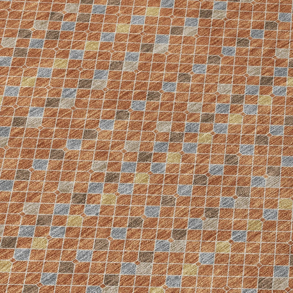 HomeRoots 5' Vibrant Orange and Taupe Striped Washable Area Rug for Indoor and Outdoor Spaces, Durable Style 10' X 14' 610563