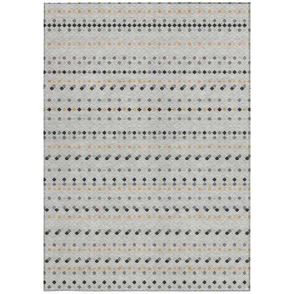 HomeRoots 5' Stylish Silver and Gray Striped Area Rug for Indoor Outdoor Spaces - Durable, Washable & Versatile 5' X 8' 610565