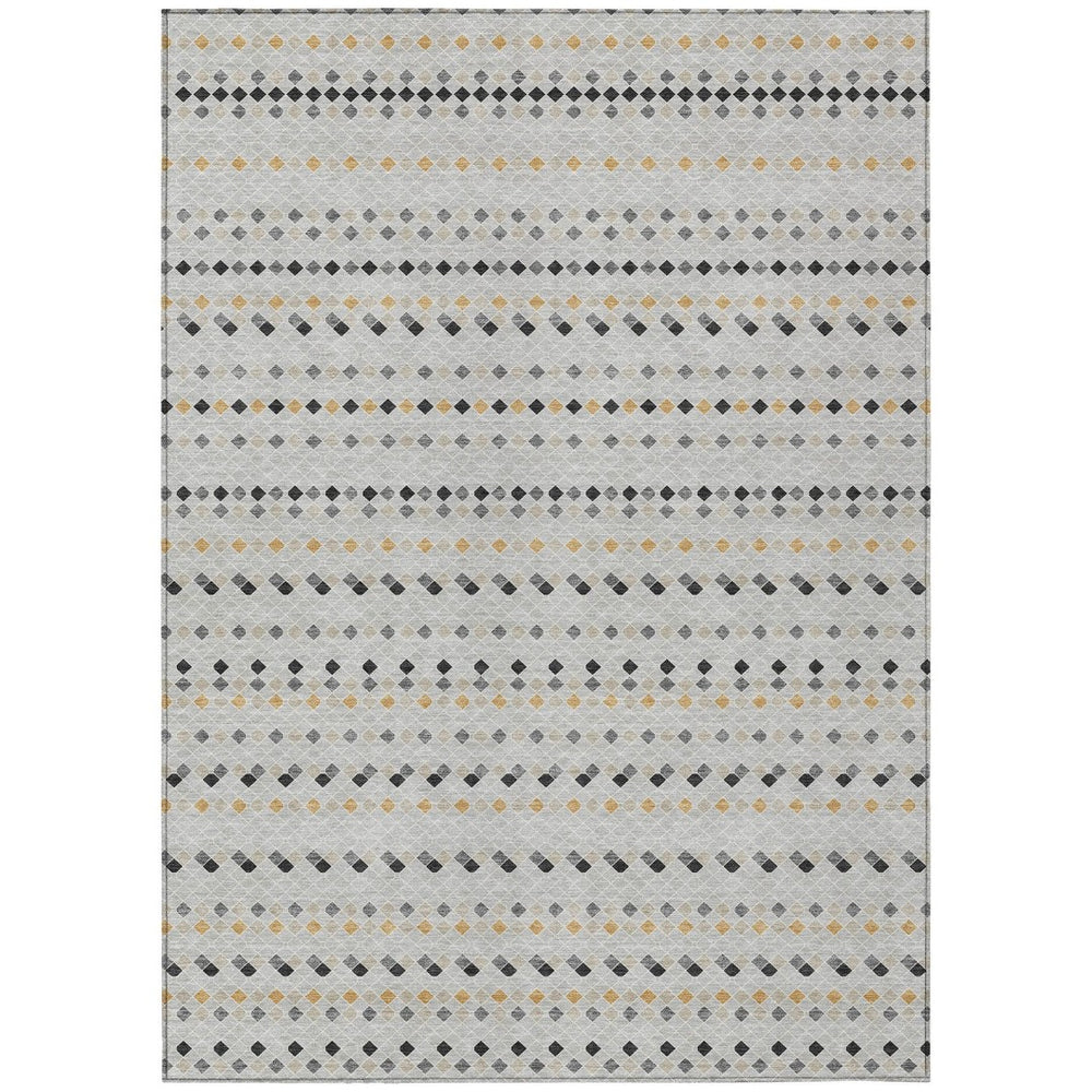 HomeRoots 5' Stylish Silver and Gray Striped Area Rug for Indoor Outdoor Spaces - Durable, Washable & Versatile 8' X 10' 610567