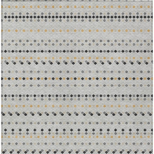 HomeRoots 5' Stylish Silver and Gray Striped Area Rug for Indoor Outdoor Spaces - Durable, Washable & Versatile 9' X 12' 610568