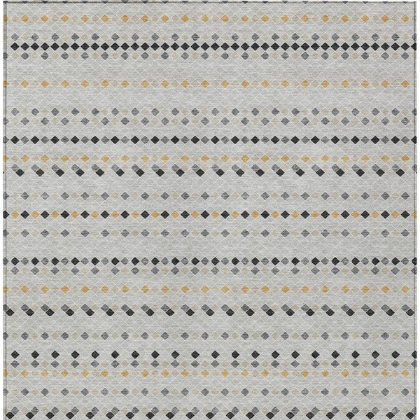 HomeRoots 5' Stylish Silver and Gray Striped Area Rug for Indoor Outdoor Spaces - Durable, Washable & Versatile 9' X 12' 610568