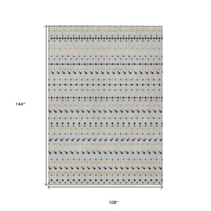 HomeRoots 5' Stylish Silver and Gray Striped Area Rug for Indoor Outdoor Spaces - Durable, Washable & Versatile 9' X 12' 610568