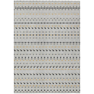 HomeRoots 5' Stylish Silver and Gray Striped Area Rug for Indoor Outdoor Spaces - Durable, Washable & Versatile 9' X 12' 610568