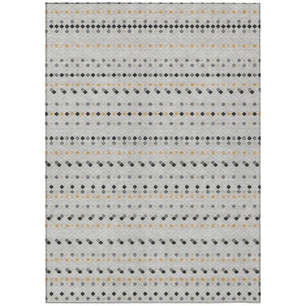 HomeRoots 5' Stylish Silver and Gray Striped Area Rug for Indoor Outdoor Spaces - Durable, Washable & Versatile 10' X 14' 610569