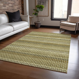 HomeRoots 5' Durable Artichoke Green Striped Area Rug - Ideal for Indoor & Outdoor Spaces, Easy Care Design 5' X 8' 610577