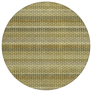 HomeRoots 5' Durable Artichoke Green Striped Area Rug - Ideal for Indoor & Outdoor Spaces, Easy Care Design 8' Round 610578
